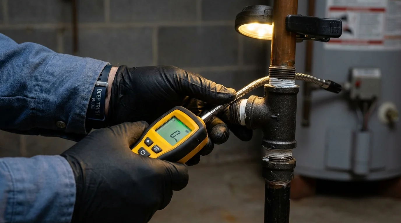 Gas leak detection with electronic sniffer by Johns Plumbing LLC in Freeport