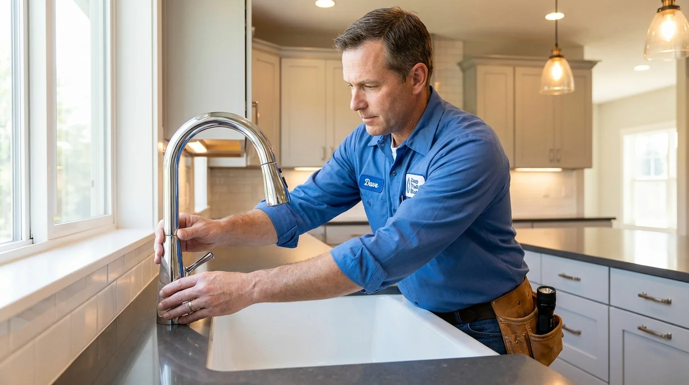 Kitchen faucet installation by Johns Plumbing LLC in Freeport